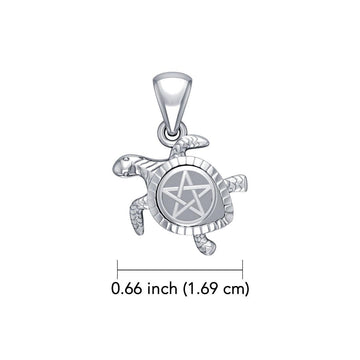 Sea Turtle with Star 14K White Gold Pendant WPD5205 - Jewelry